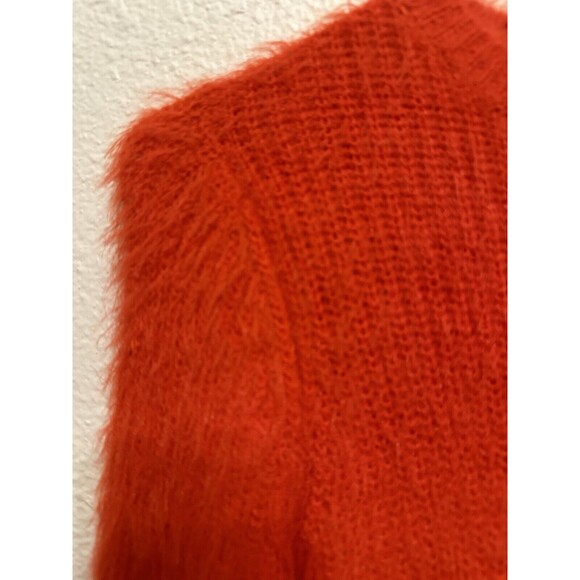 Zara Fuzzy Furry Red Orange Sweater Women M (small) Open Back Cut Out Soft - Picture 2 of 12